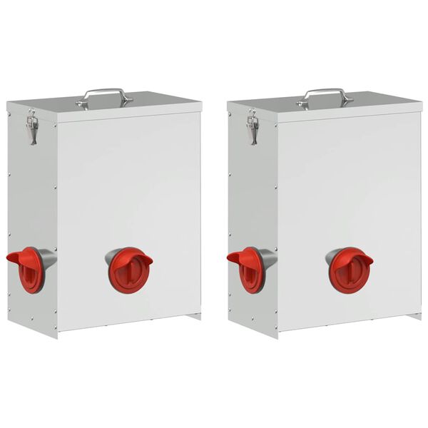 vidaXL Comedero para pollos 2 pcs Plateado 32,5 x 20,5 x 43 cm