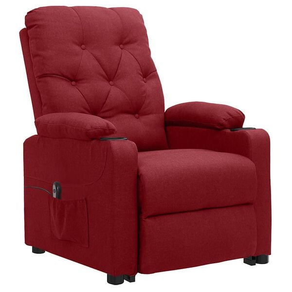 vidaXL Sill&oacute;n elevable tela rojo tinto
