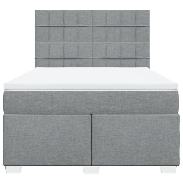 vidaXL Cama box spring con colch&oacute;n tela gris claro 140x200 cm
