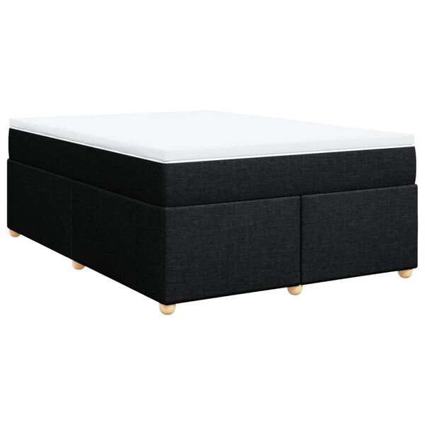 vidaXL Cama box spring con colch&oacute;n tela negro 140x200 cm
