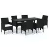 vidaXL Set de comedor de jard&iacute;n 7 pzas y cojines rat&aacute;n sint&eacute;tico negro