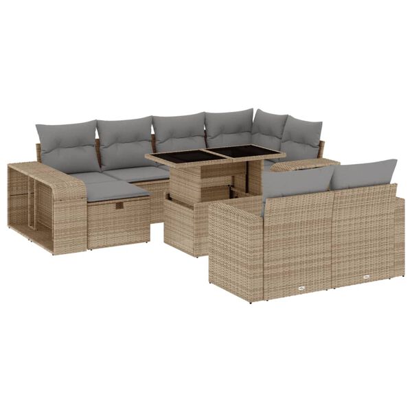 vidaXL Set de sof&aacute;s de jard&iacute;n 11pzas con cojines rat&aacute;n sint&eacute;tico beige
