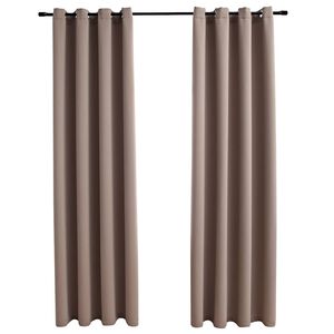 vidaXL Cortinas opacas con anillas de metal 2 pzs gris topo 140x175 cm