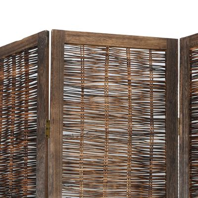 vidaXL Biombo separador de 3 paneles madera paulownia marrón oscuro