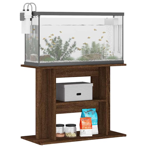 vidaXL Soporte para acuario madera ingenier&iacute;a roble marr&oacute;n 80x35x60 cm