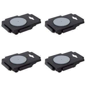 vidaXL Plataformas rodantes con 8 ruedas 4 pzas PP negro 150 kg