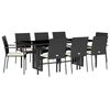 vidaXL Set de comedor de jard&iacute;n 9 pzas y cojines rat&aacute;n sint&eacute;tico negro