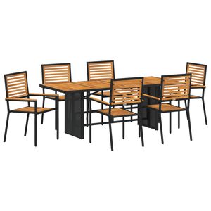 vidaXL Conjunto de Comedor de Jard&iacute;n 7 pcs Negro y Marr&oacute;n