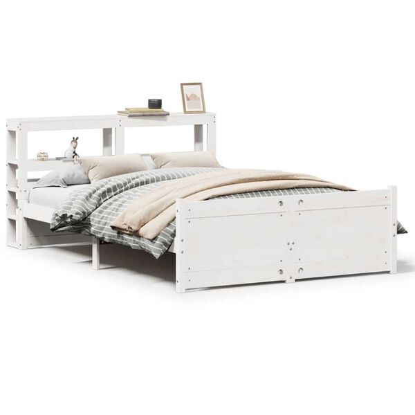 vidaXL Estructura de cama con cabecero sin colchón blanco 140x190 cm