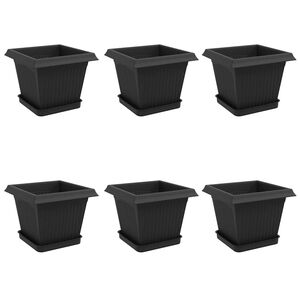vidaXL Macetas 6 pcs Negro 20 x 20 x 16 cm Pl&aacute;stico