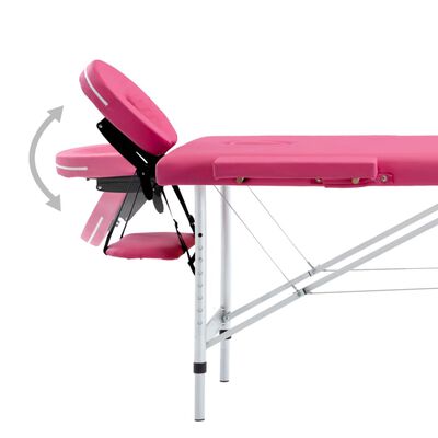 vidaXL Camilla de masaje plegable 4 zonas aluminio rosa