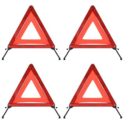 vidaXL Triángulos de advertencia de tráfico 4 uds rojo 75x75x100 cm