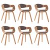 vidaXL Sillas de comedor 6 unidades madera curvada y tela gris taupe
