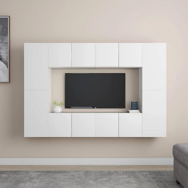 vidaXL Set de muebles de sal&oacute;n TV 8 piezas madera de ingenier&iacute;a blanco