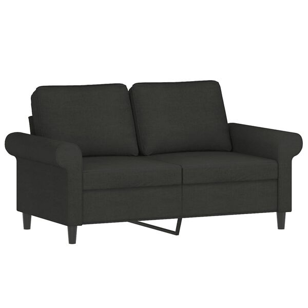 vidaXL Sof&aacute; de 2 plazas con almohadas y cojines tela negro 120 cm