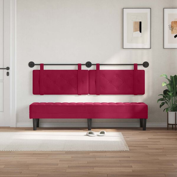 vidaXL Cabecera Colgante Rojo vino 190 x 55 x 5 cm Terciopelo