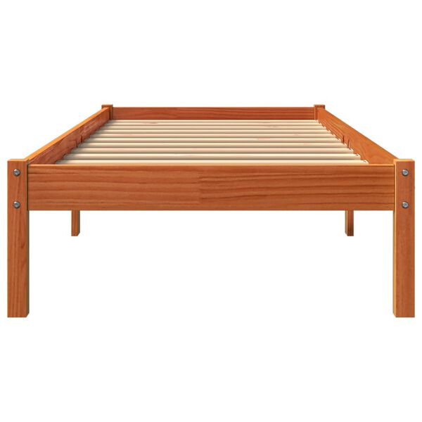 vidaXL Cama sin colch&oacute;n madera maciza de pino marr&oacute;n cera 100x200 cm