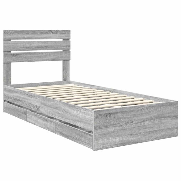 vidaXL Estructura de cama Gris Sonoma 90 x 200 cm Madera Ingenieril
