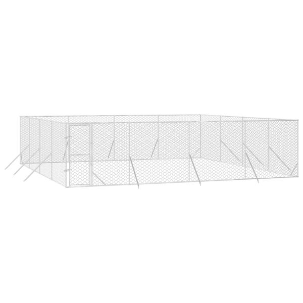 vidaXL Perrera de exterior acero galvanizado plateado 8x8x2 m