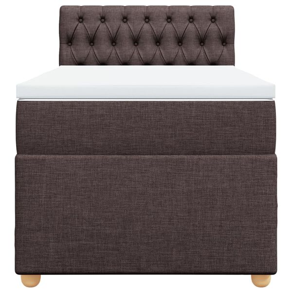vidaXL Cama box spring con colch&oacute;n tela marr&oacute;n oscuro 80x200 cm
