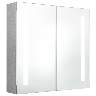 vidaXL Armario de baño con espejo LED gris hormigón 62x14x60 cm