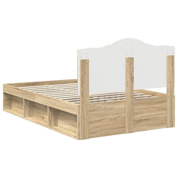 vidaXL Estructura de cama con cabecera Roble Sonoma 135 x 190 cm