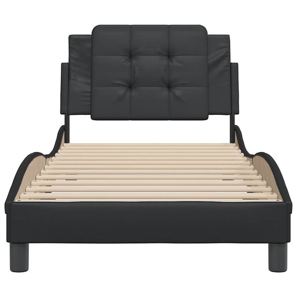 vidaXL Estructura de cama sin colch&oacute;n Zadar cuero sint&eacute;tico negro 90x200 cm