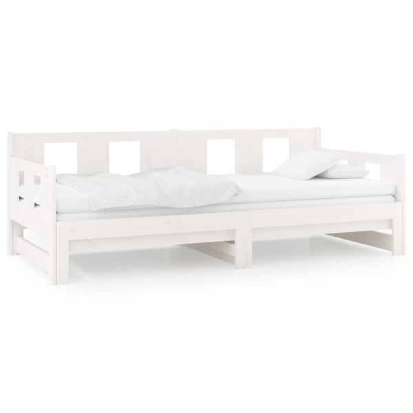 vidaXL Sof&aacute; cama extra&iacute;ble madera maciza de pino blanco 2x(80x200) cm