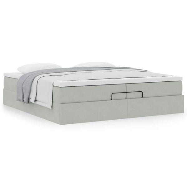 vidaXL Estructura cama otomana colchones terciopelo gris claro