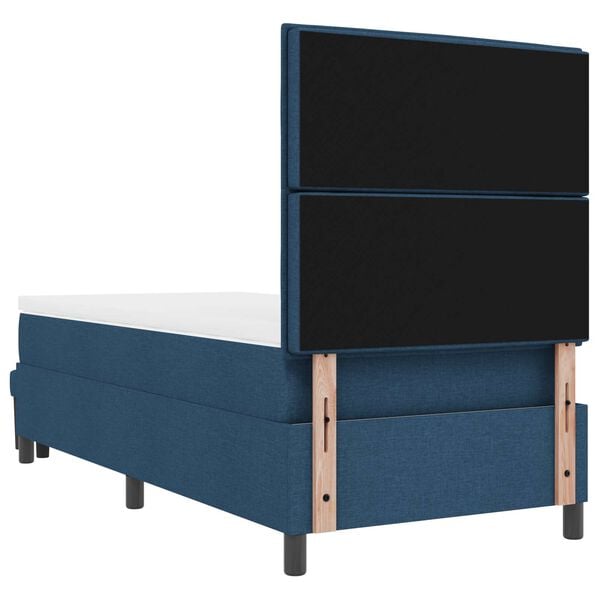 vidaXL Cama tipo Box Spring con colch&oacute;n Azul 90 x 190 cm tela