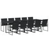 vidaXL Juego de comedor de jard&iacute;n 11 piezas textileno negro