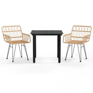 vidaXL Juego de comedor de jard&iacute;n 3 piezas rat&aacute;n sint&eacute;tico