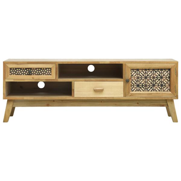 vidaXL Mueble para TV madera tallada marr&oacute;n 120x30x42 cm