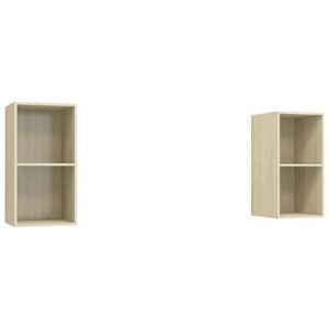 vidaXL Muebles de sal&oacute;n de pared 2 pzas madera ingenier&iacute;a roble Sonoma