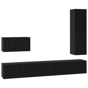 vidaXL Conjunto de mueble de TV 4 pcs Roble Negro Madera de ingeniería