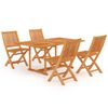 vidaXL Conjunto de comedor de jard&iacute;n 5 piezas madera maciza de teca