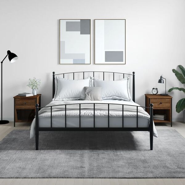 vidaXL Mesitas noche 2 uds madera ingenier&iacute;a marr&oacute;n roble 40x42x50 cm