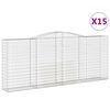 vidaXL Cestas de gaviones 15 uds forma de arco hierro 400x50x160/180cm