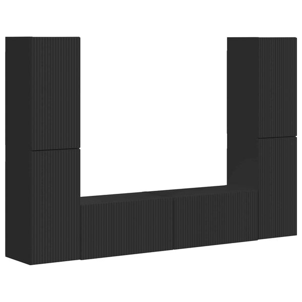 vidaXL Conjunto de mueble de TV 6 pcs Negro Madera de ingenier&iacute;a