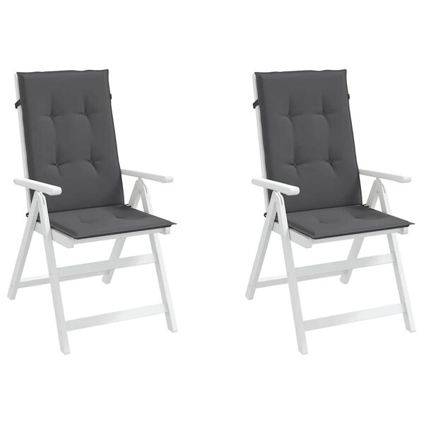 vidaXL Coj&iacute;n silla de jard&iacute;n respaldo alto 2 uds tela gris 120x50x2 cm