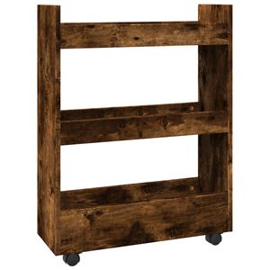 vidaXL Carro de almacenaje estrecho 3 niveles madera roble ahumado
