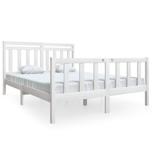 vidaXL Estructura de cama de madera maciza blanco 150x200 cm