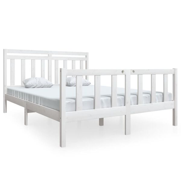 vidaXL Estructura de cama de madera maciza blanco 150x200 cm