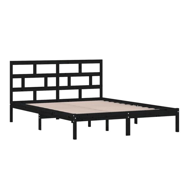 vidaXL Estructura de cama de madera maciza negro 150x200 cm