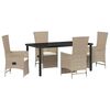 vidaXL Conjunto de Comedor de Jard&iacute;n 5 uds. Beige rat&aacute;n sint&eacute;tico