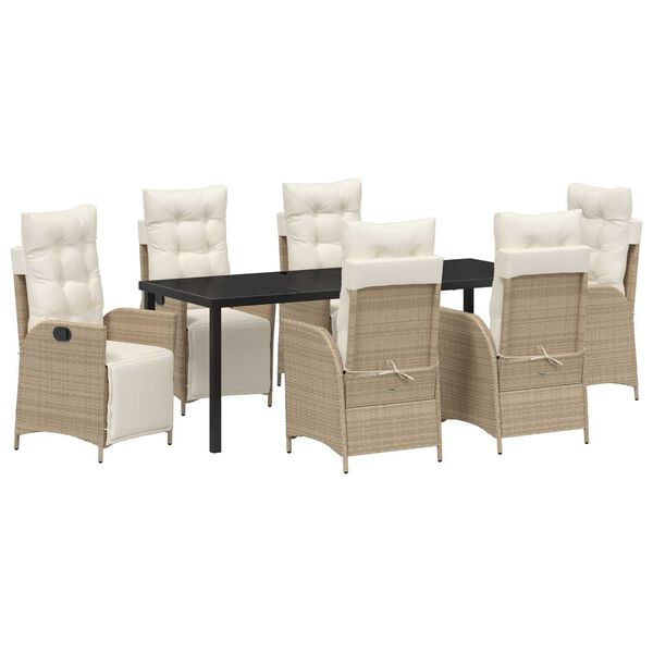 vidaXL Conjunto de Comedor de Jard&iacute;n 7 pcs Beige rat&aacute;n sint&eacute;tico
