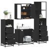 vidaXL Juego de muebles de ba&ntilde;o 4 pzas madera contrachapada negro