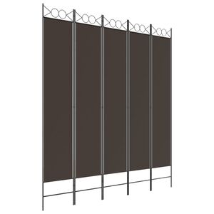 vidaXL Biombo divisor de 5 paneles de tela marr&oacute;n 200x220 cm