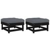 vidaXL Taburetes de jard&iacute;n con cojines 2 uds madera maciza pino negro