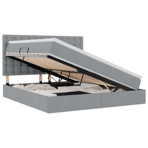 vidaXL Cama con almacenamiento y LED Gris Claro 160 x 200 cm Poli&eacute;ster
